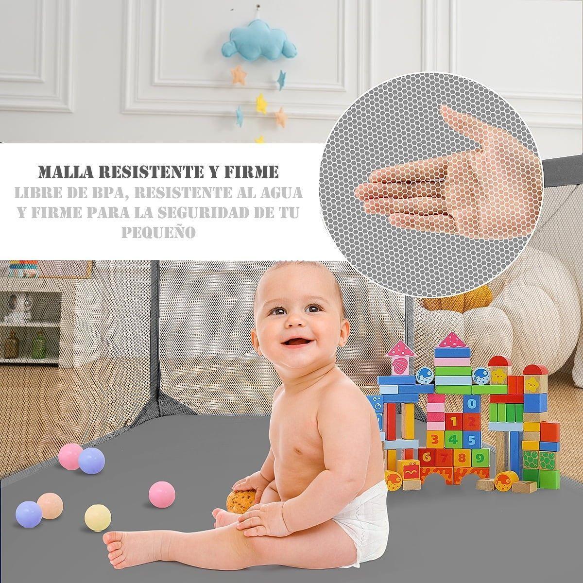 Corral de Seguridad Bebe hexagonal con Aro de basketball Gris-3