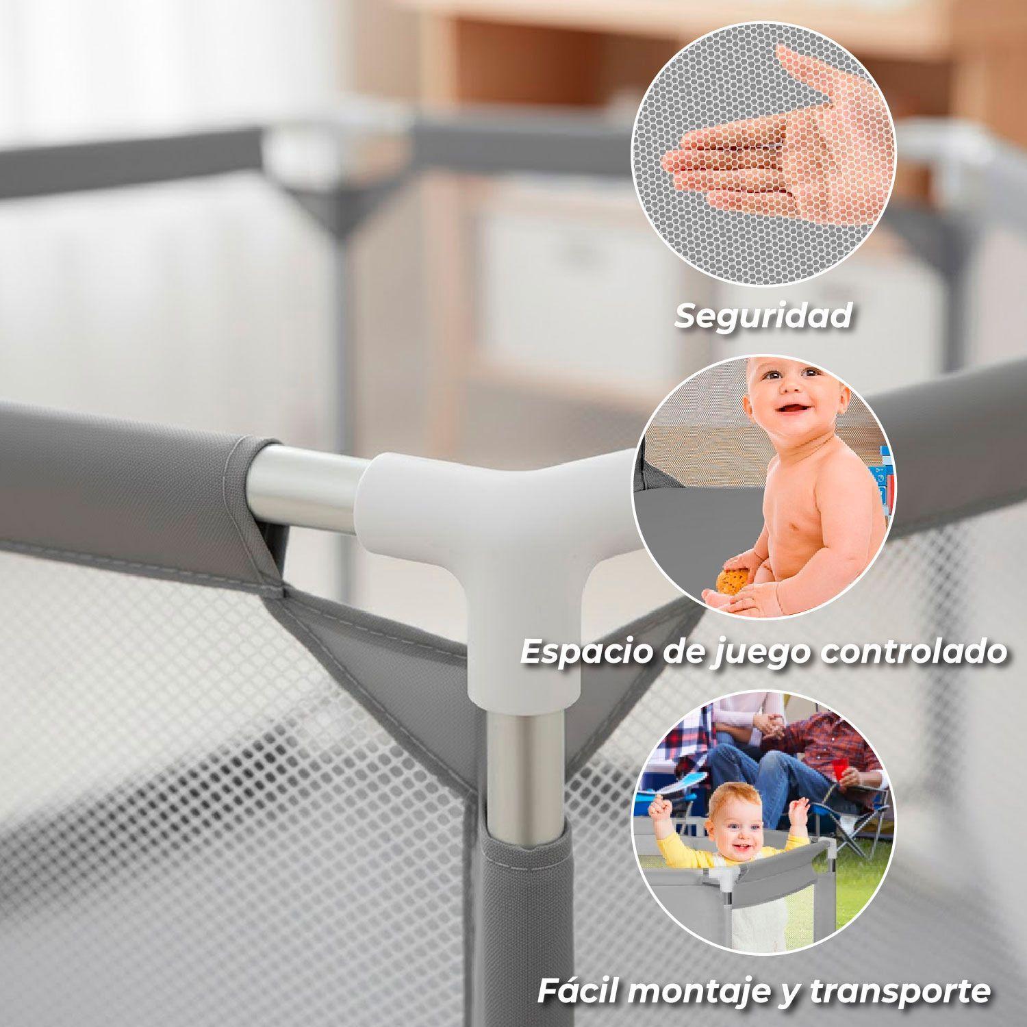 Corral de Seguridad Bebe hexagonal con Aro de basketball Gris-2