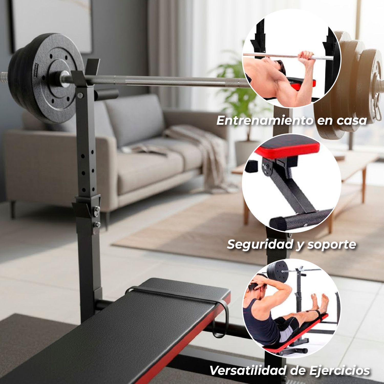 Press Banca Abdominal Reclinable Para Pesas Con Rack-2