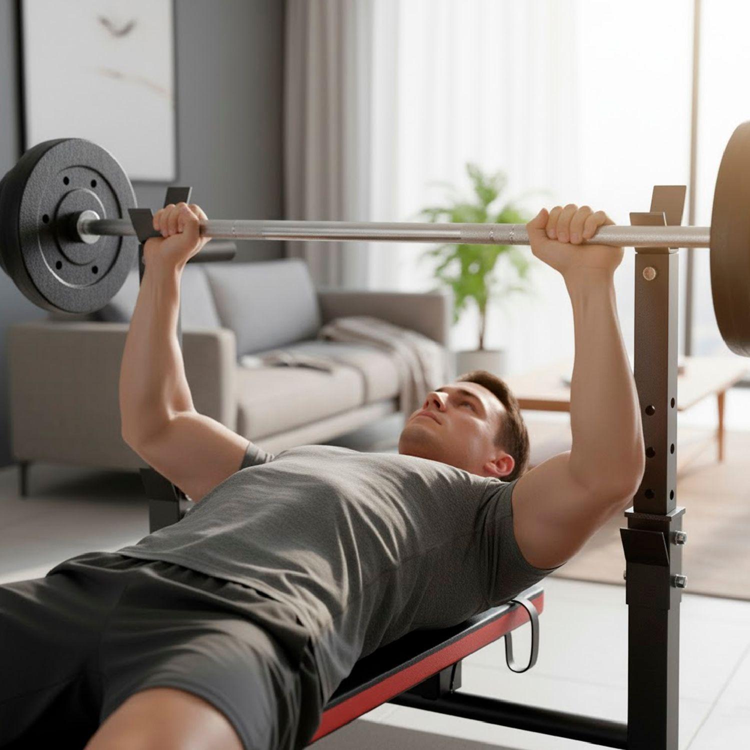 Press Banca Abdominal Reclinable Para Pesas Con Rack-3