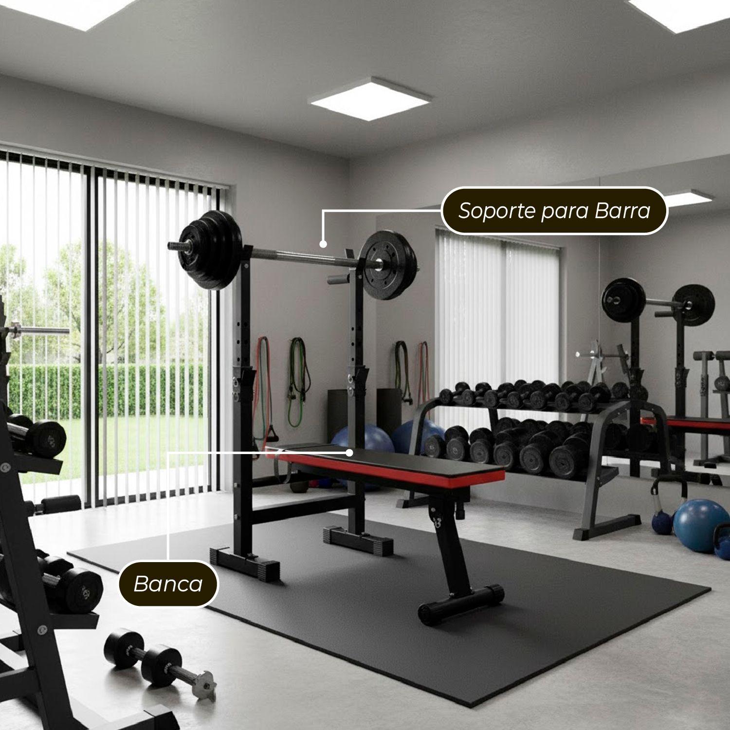 Press Banca Abdominal Reclinable Para Pesas Con Rack-4