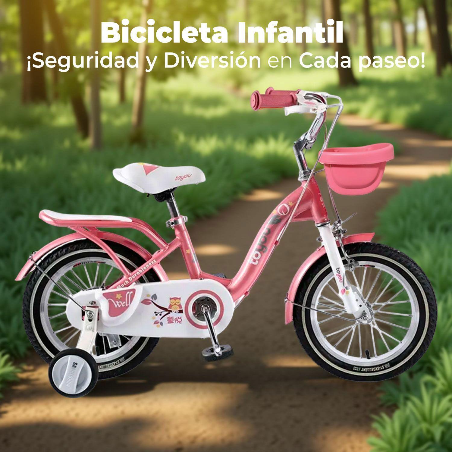 Bicicleta Niña Infantil De Paseo Pink Owl Rueditas Aro 16-2