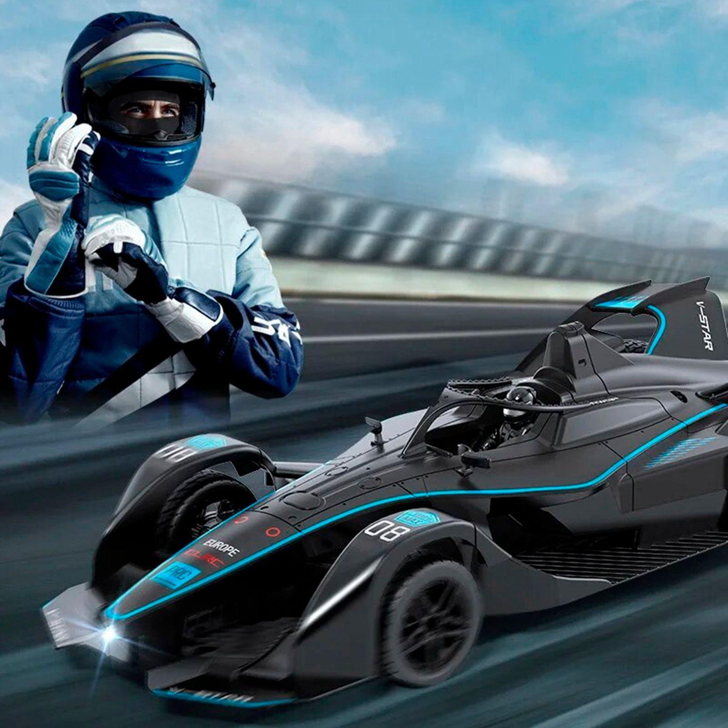 Auto De Carreras F1 Escala A Control Remoto Celeste-6