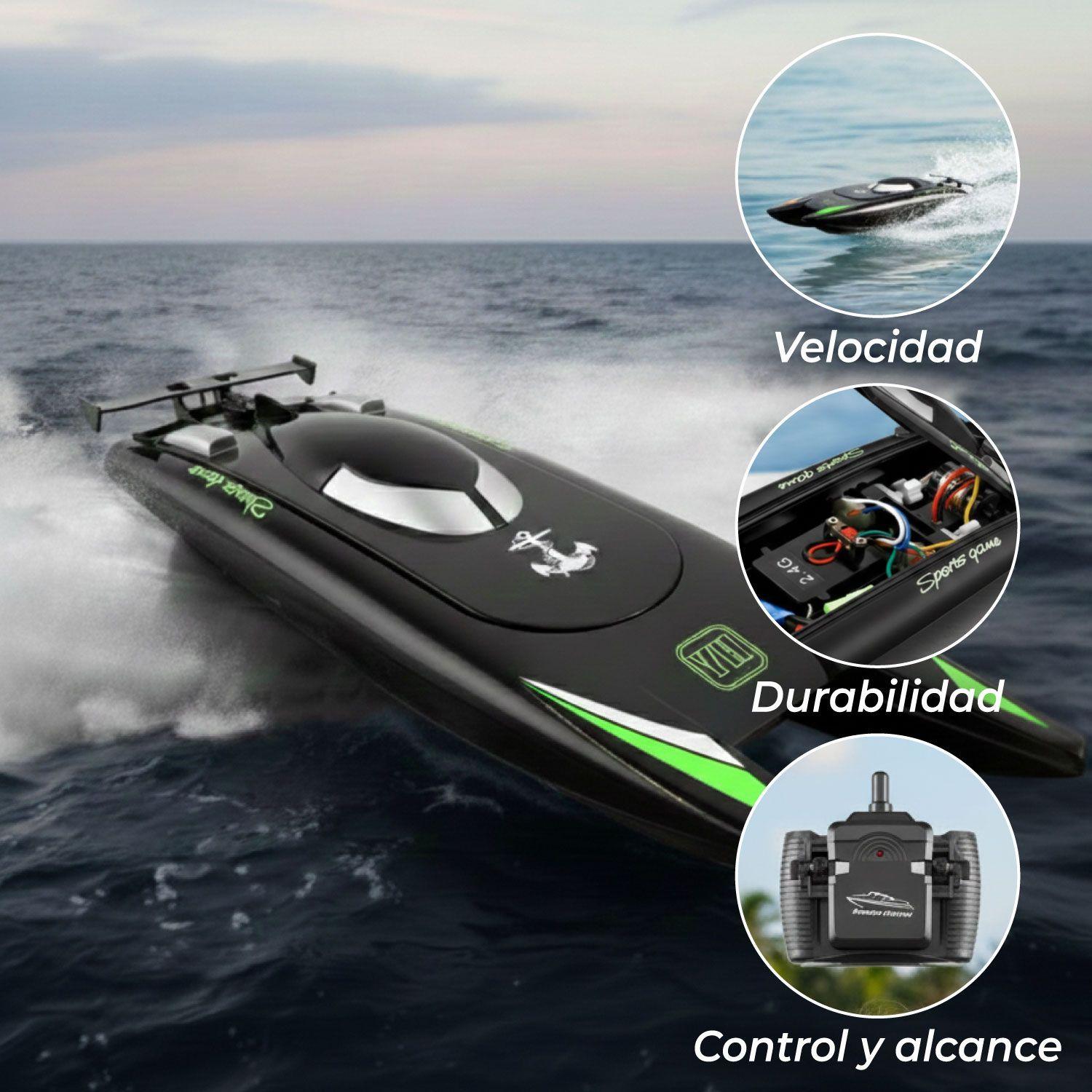 Lancha Juguete A Control Remoto Doble Motor Negro-2