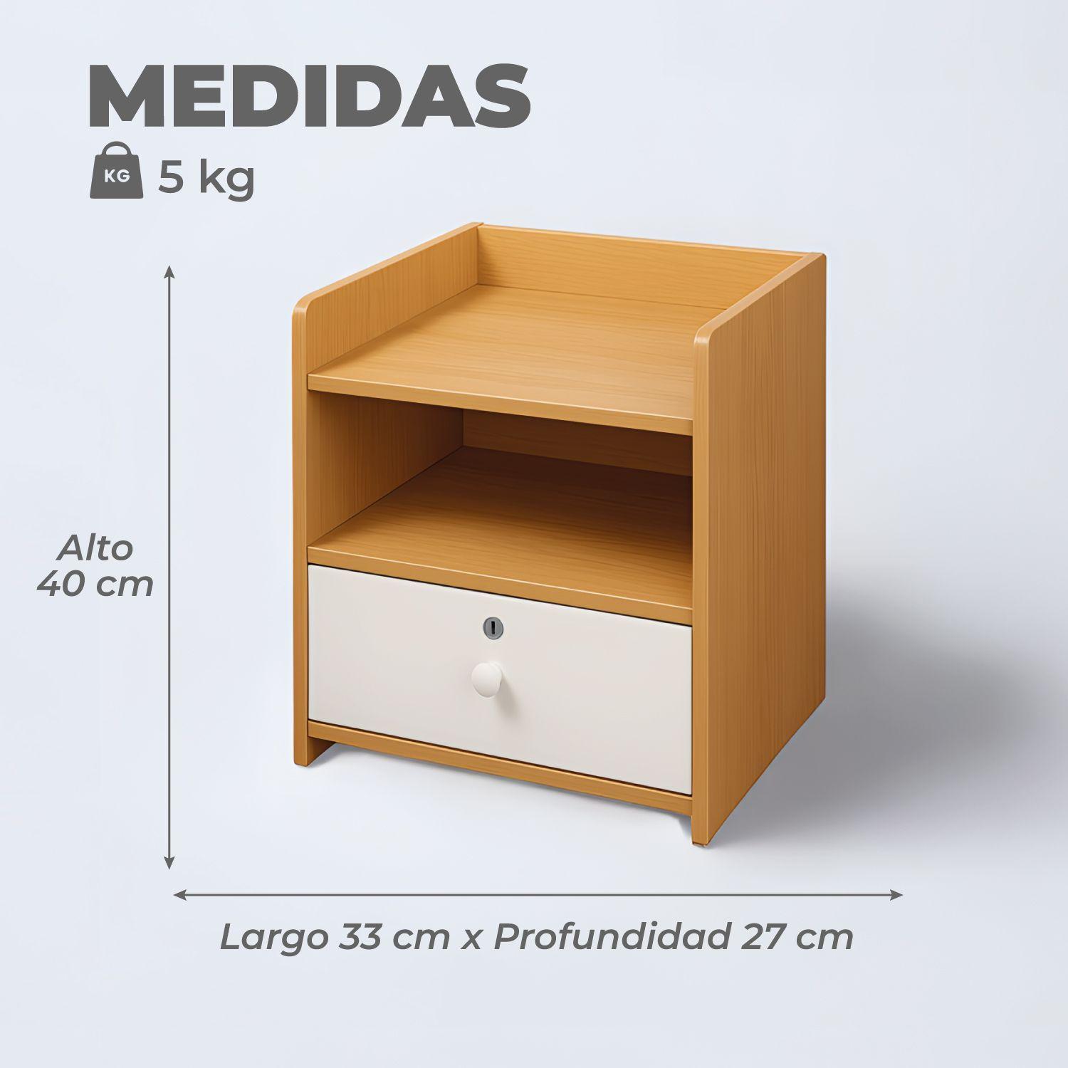 Velador Bicolor 2 Niveles 1 Cajon con Llave 40x33x27 Cm-2