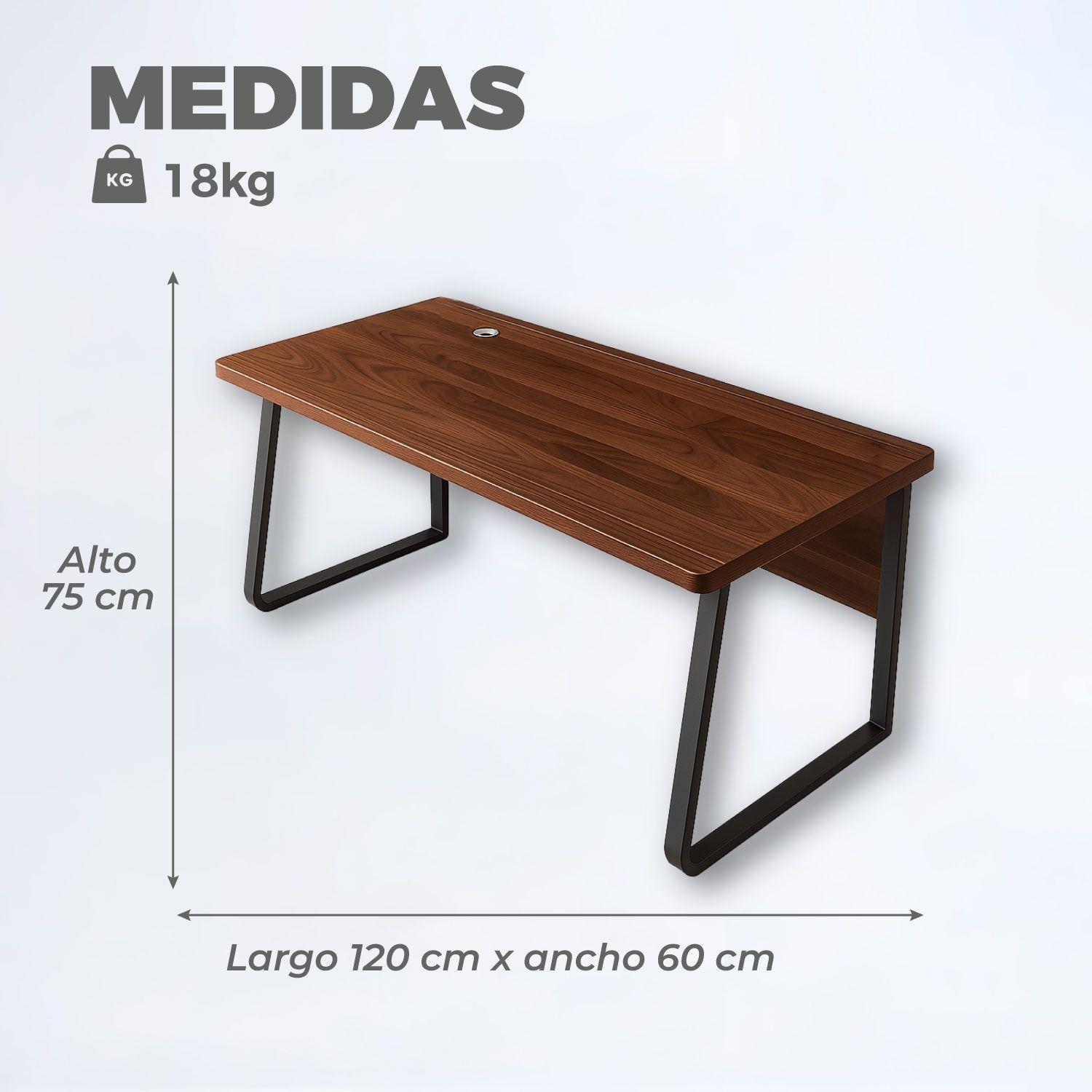 Escritorio Oficina Round Leg Posh Antideslizante Brown 120cm-2