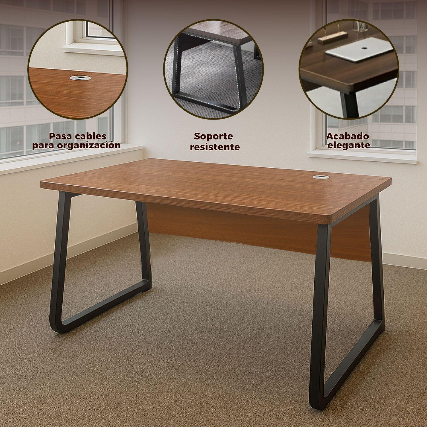 Escritorio Oficina Round Leg Posh Antideslizante Brown 120cm-3