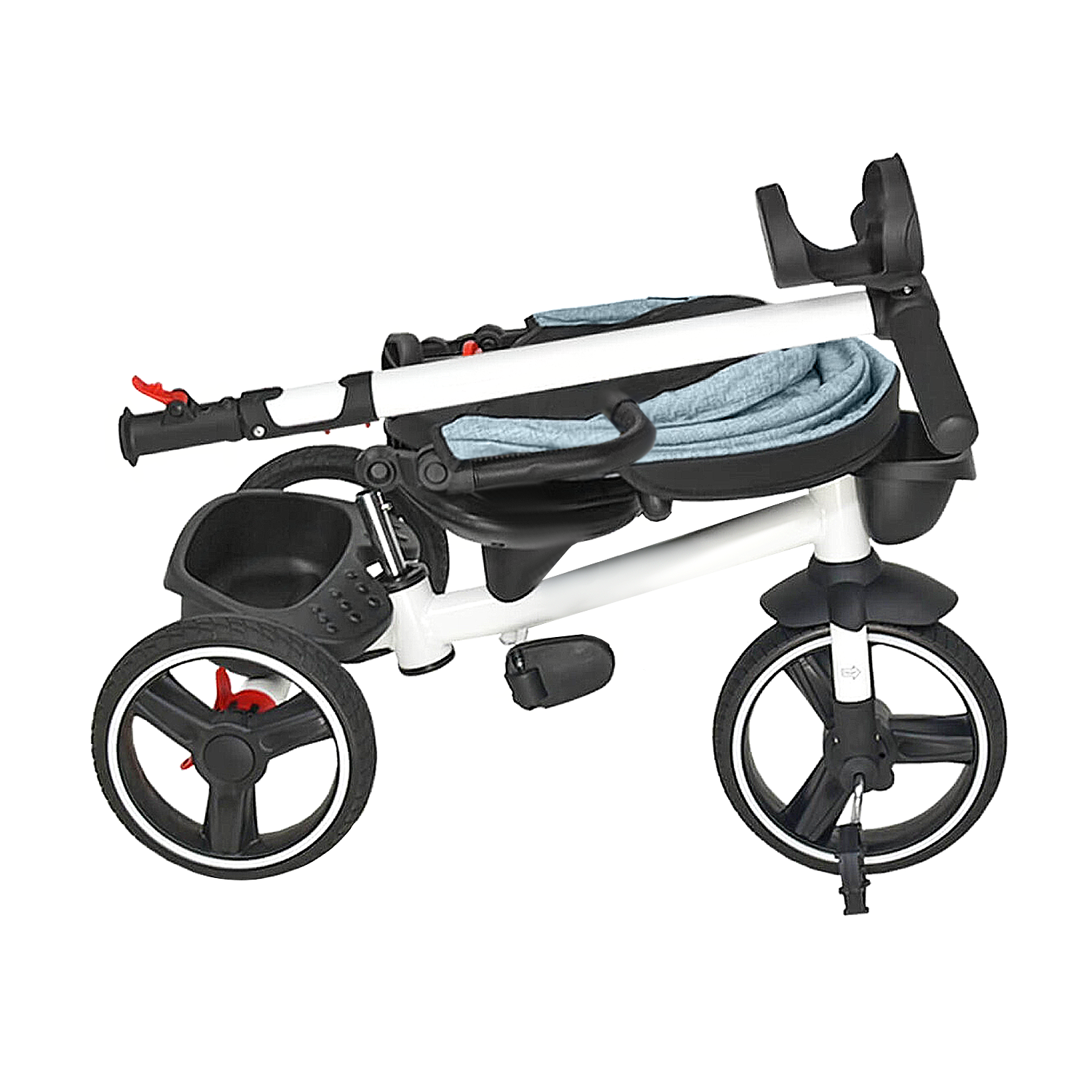 Triciclo 4 en 1 Plegable Reclinable 360° Azul petróleo-3