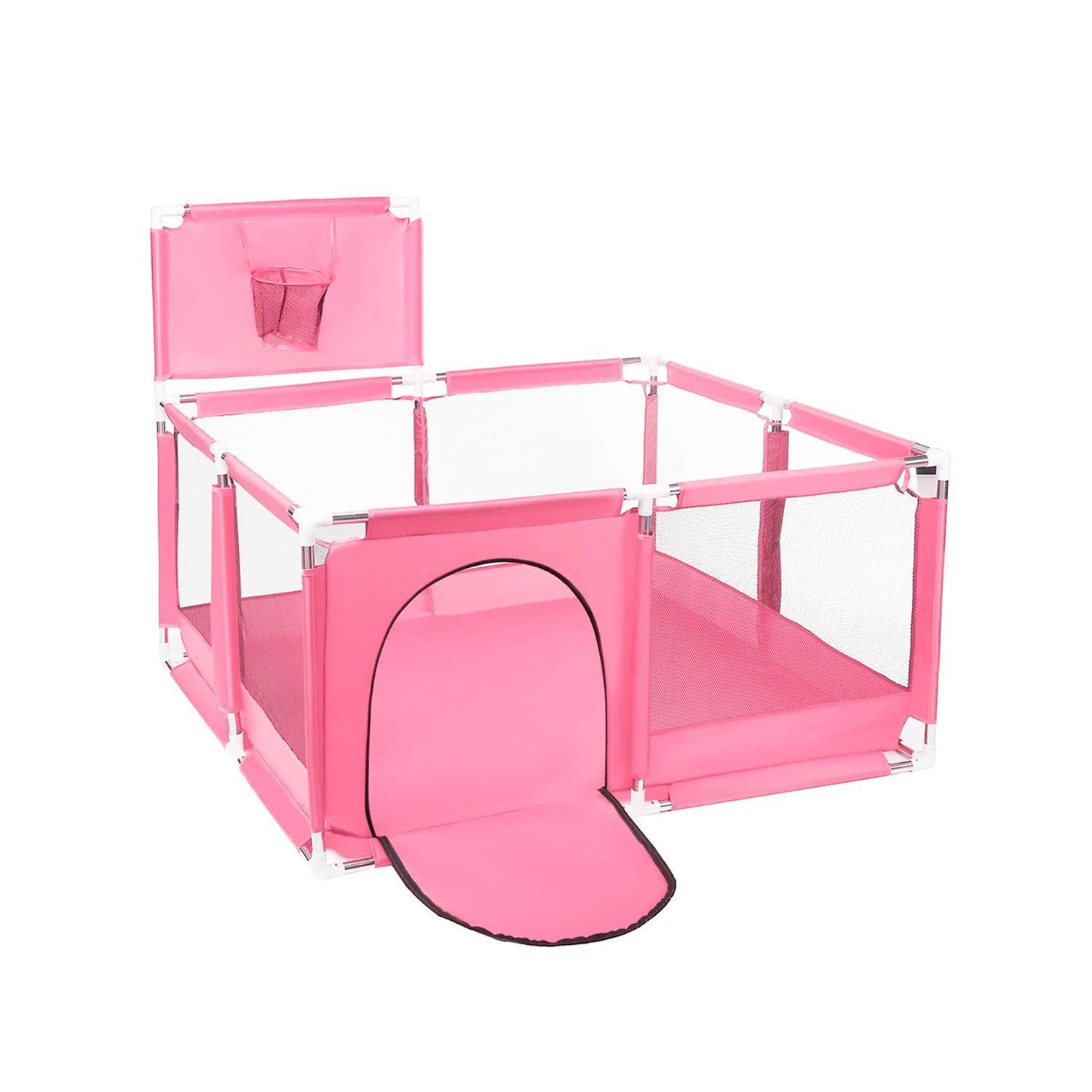 Corral de Seguridad Bebe 126cm Con Aro y Pelotitas Rosa-2