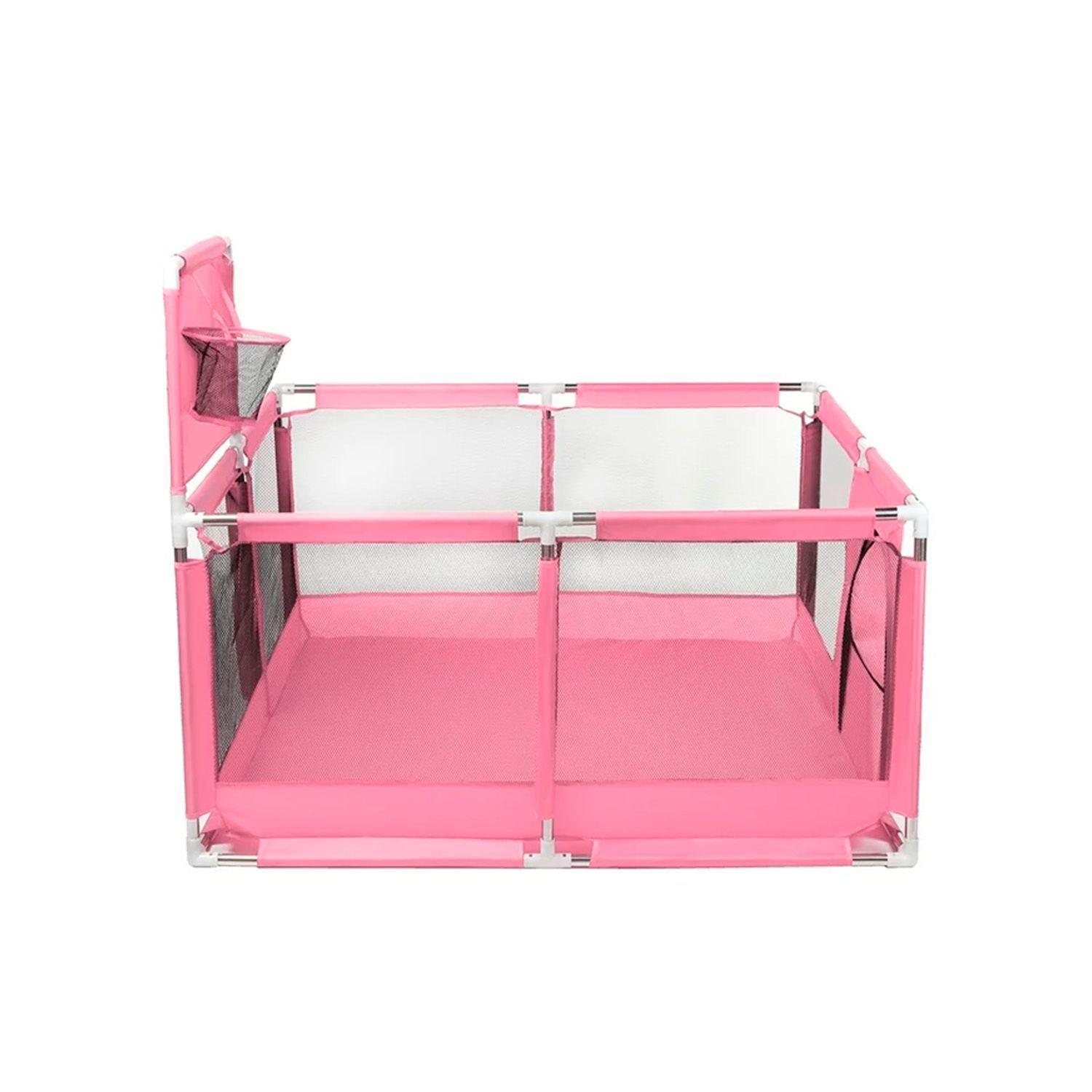 Corral de Seguridad Bebe 126cm Con Aro y Pelotitas Rosa-3