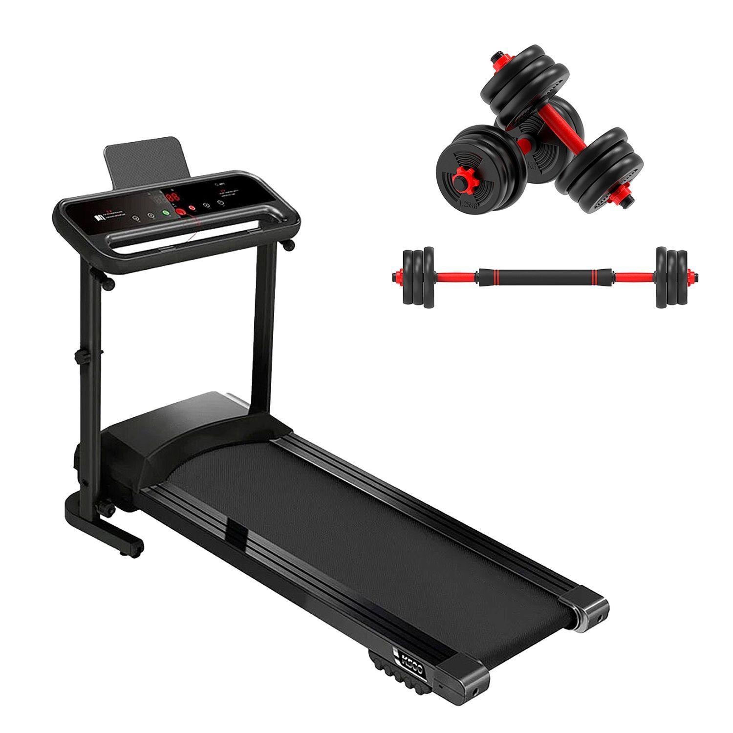 Trotadora Electrica K500 Plegable Negra + Mancuernas 10 kg-0