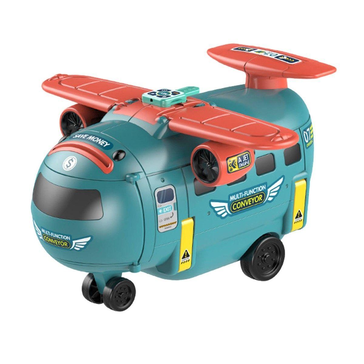 Avion Juguete Simulador de Piloto Alcancia 3 en 1 Verde-0