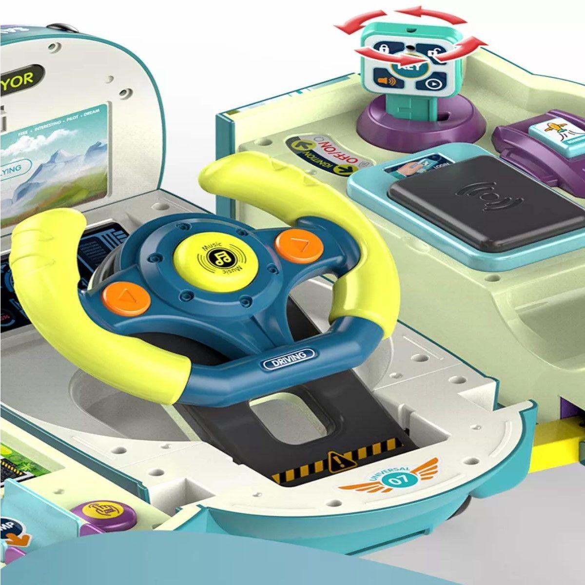 Avion Juguete Simulador de Piloto Alcancia 3 en 1 Verde-5