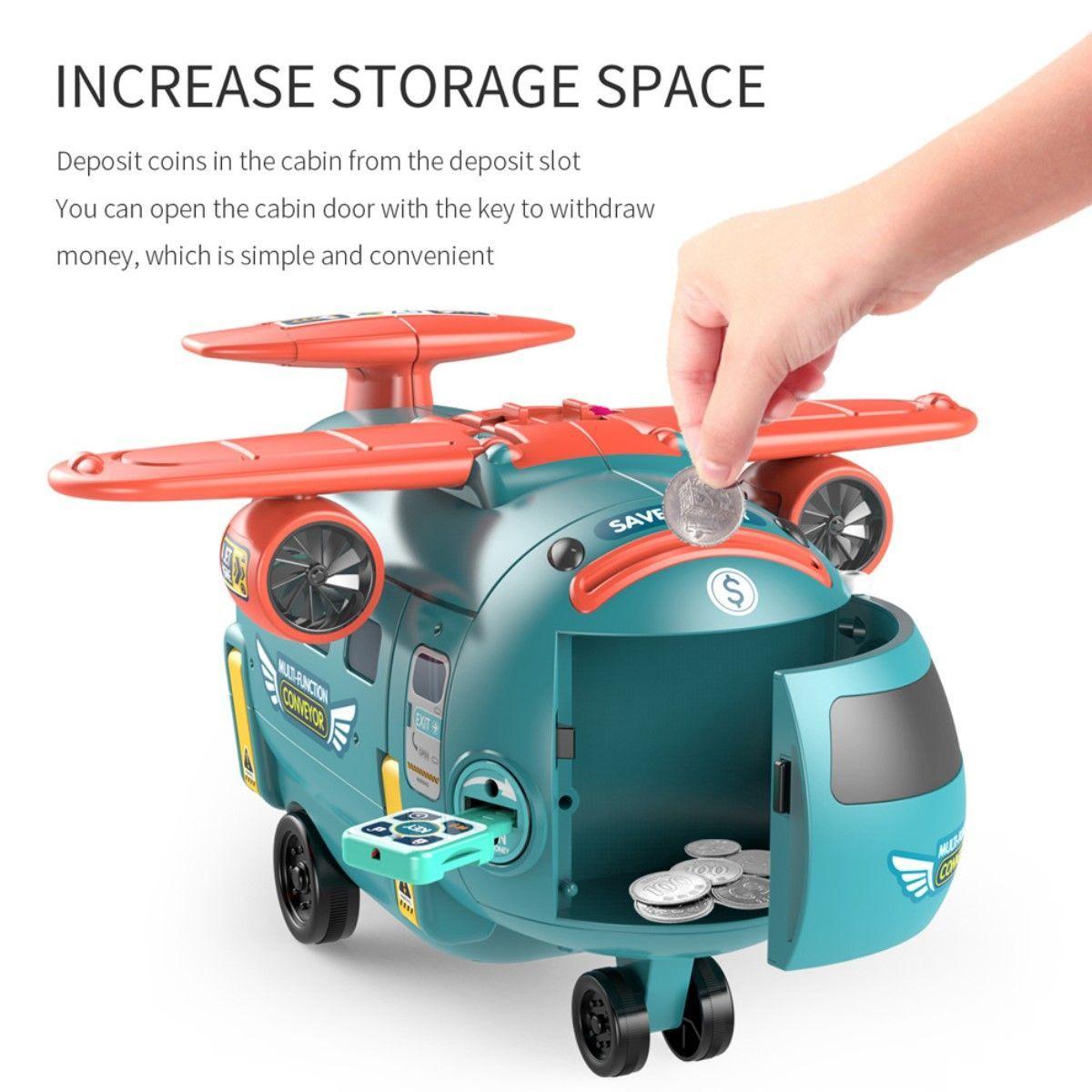 Avion Juguete Simulador de Piloto Alcancia 3 en 1 Verde-7