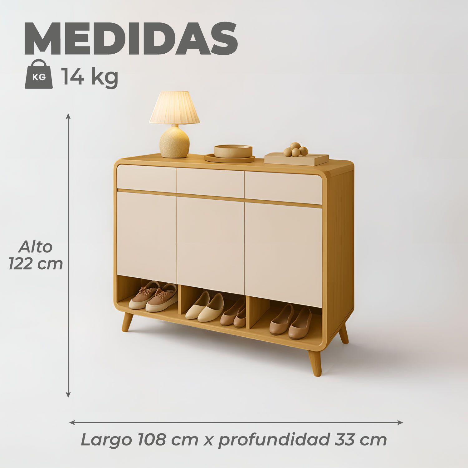 Zapatero Bicolor Puertas y Cajones Organizador Estante 122Cm-2