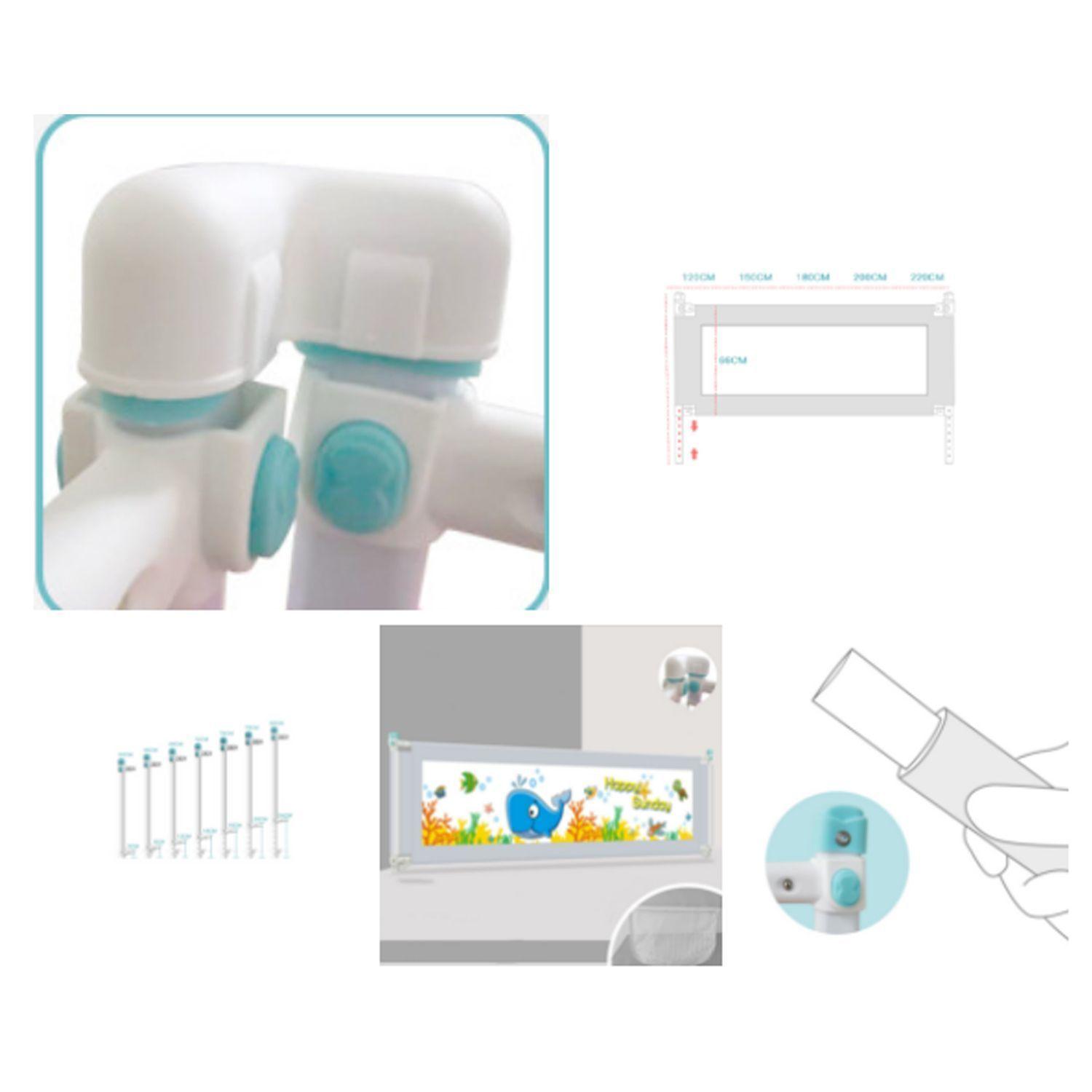 Baranda de Cama Seguridad Para Bebe Plegable 180 cm. Gris-3
