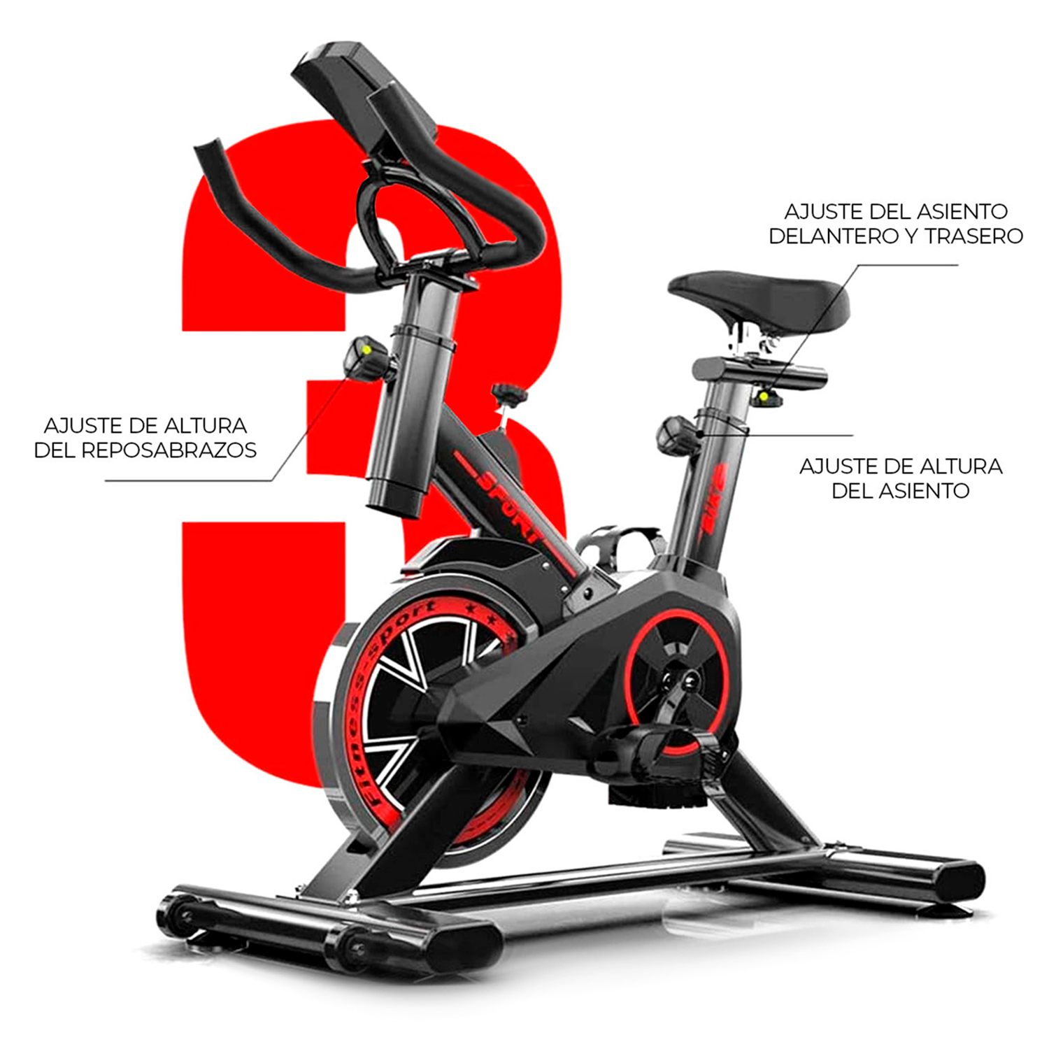Bicicleta Spinning Pro Sport 6kg Resistencia Ajustable-3