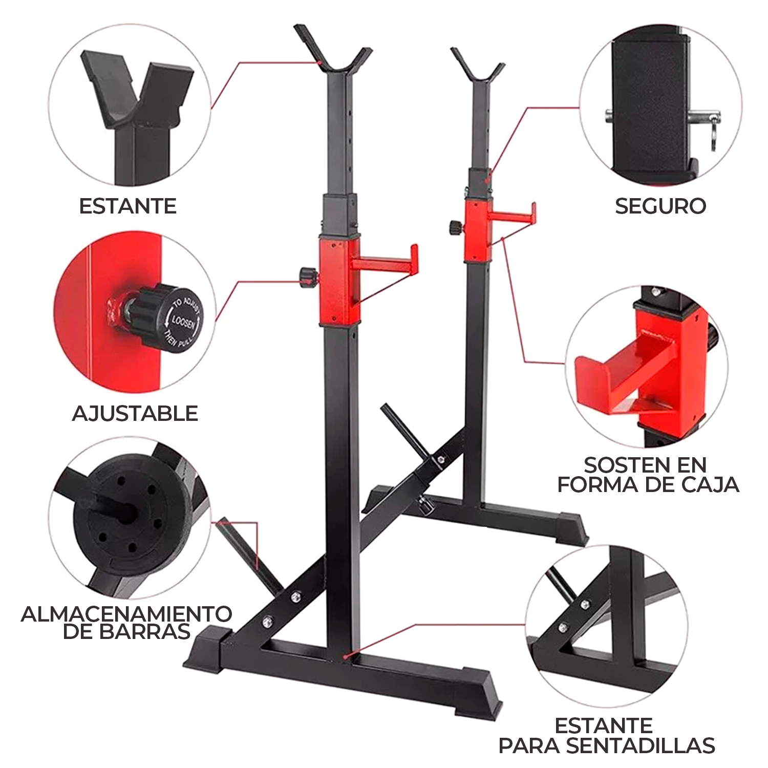 Atril Rack Squat Sentadillas Ajustable Para Barra-4