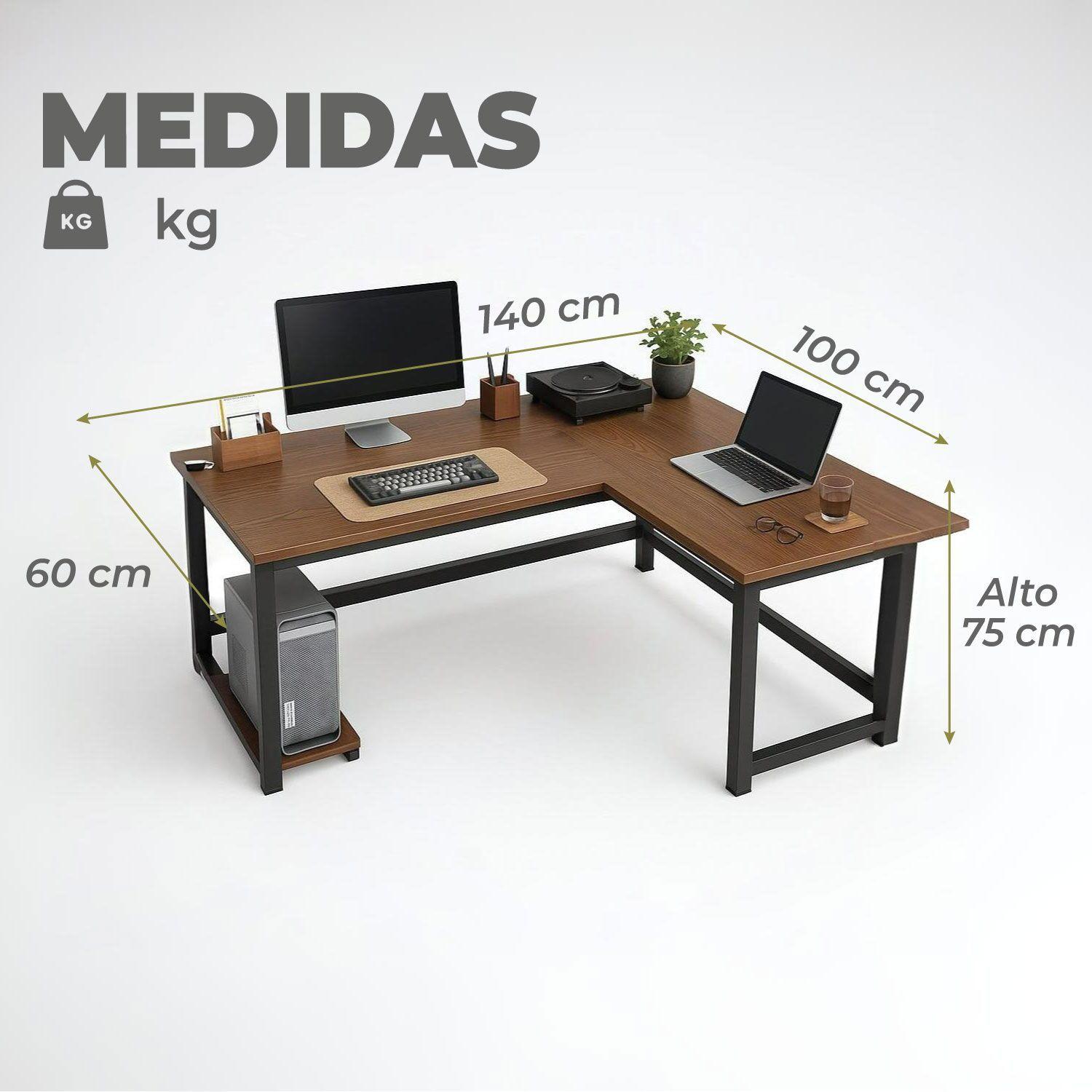 Escritorio Oficina Brown L Derecho 140x100 cm-2