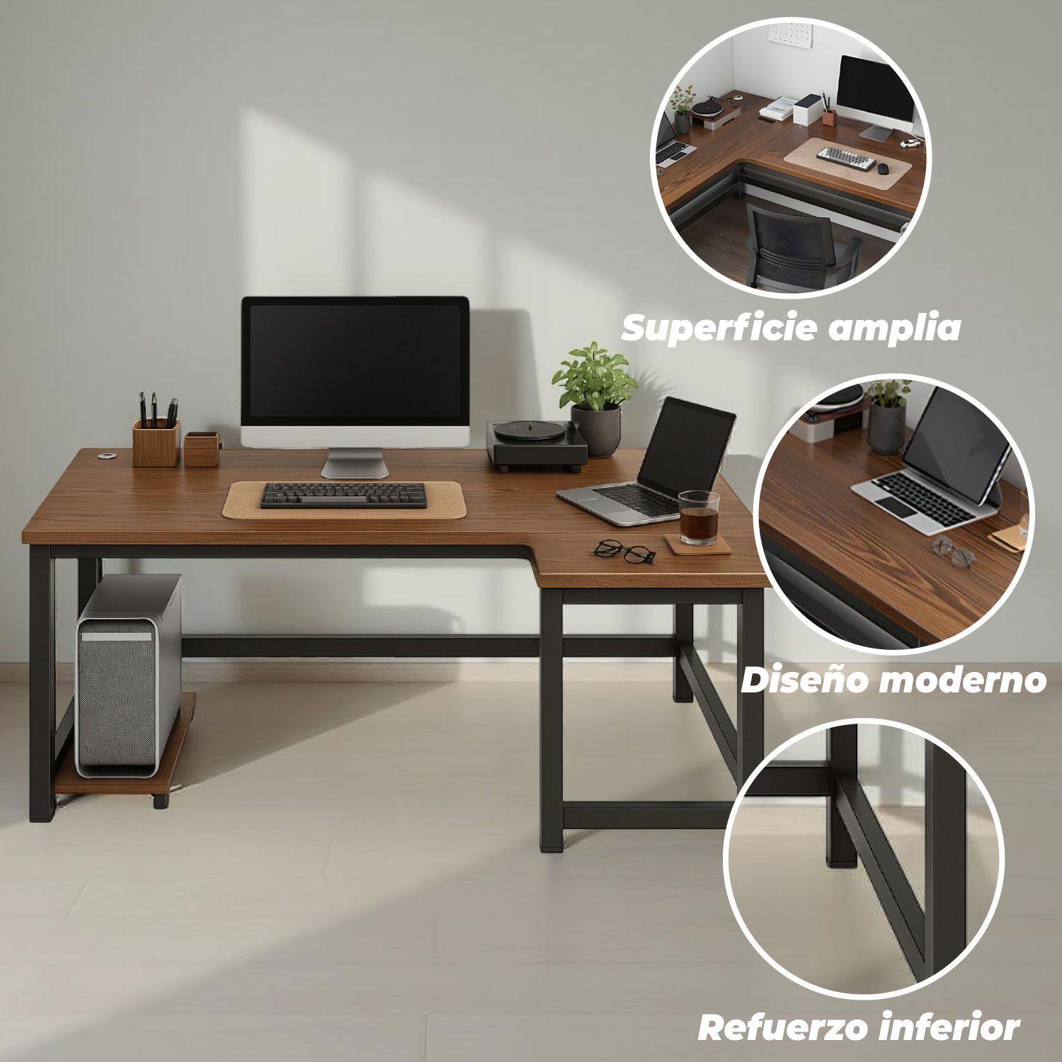 Escritorio Oficina Brown L Derecho 140x100 cm-3