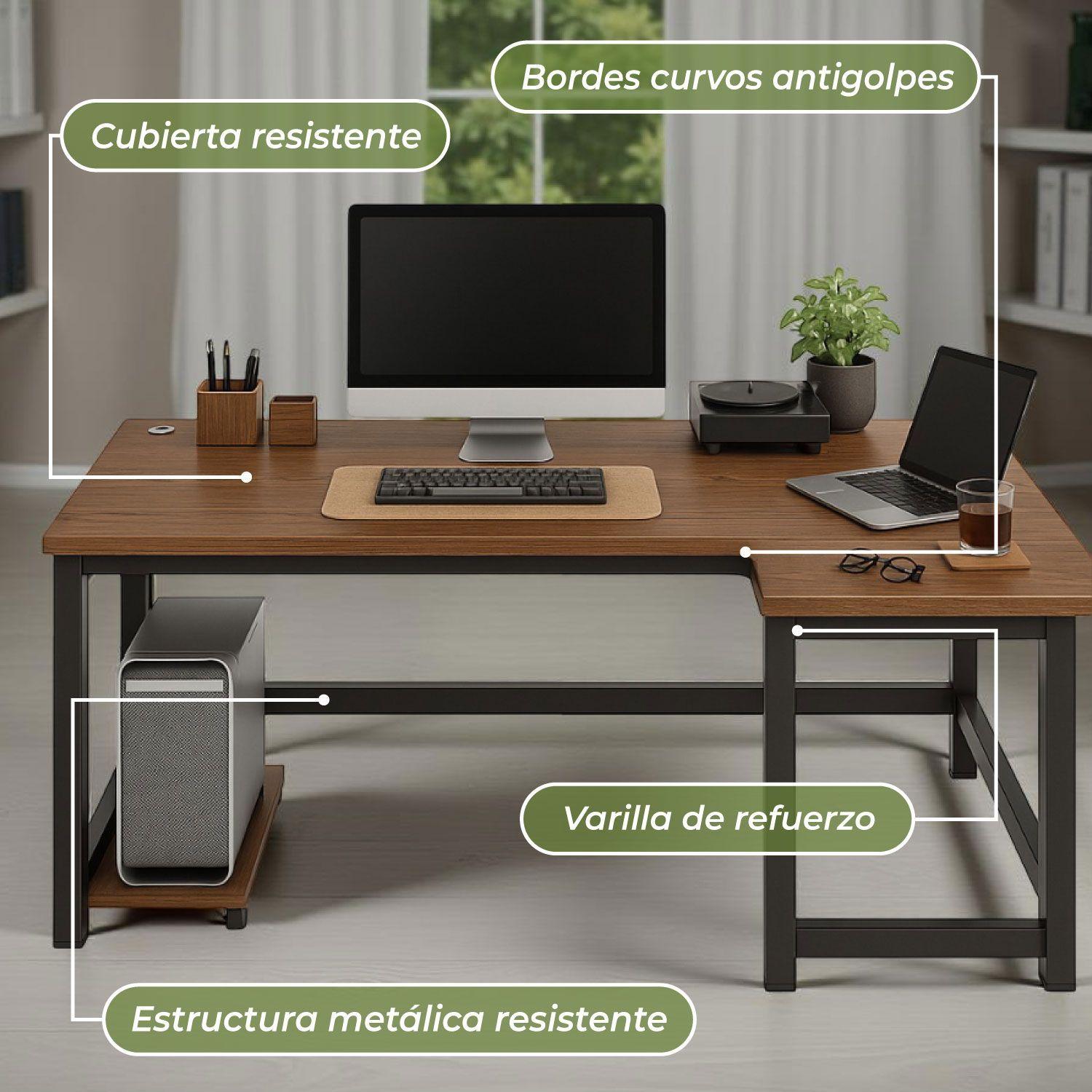 Escritorio Oficina Brown L Derecho 140x100 cm-5