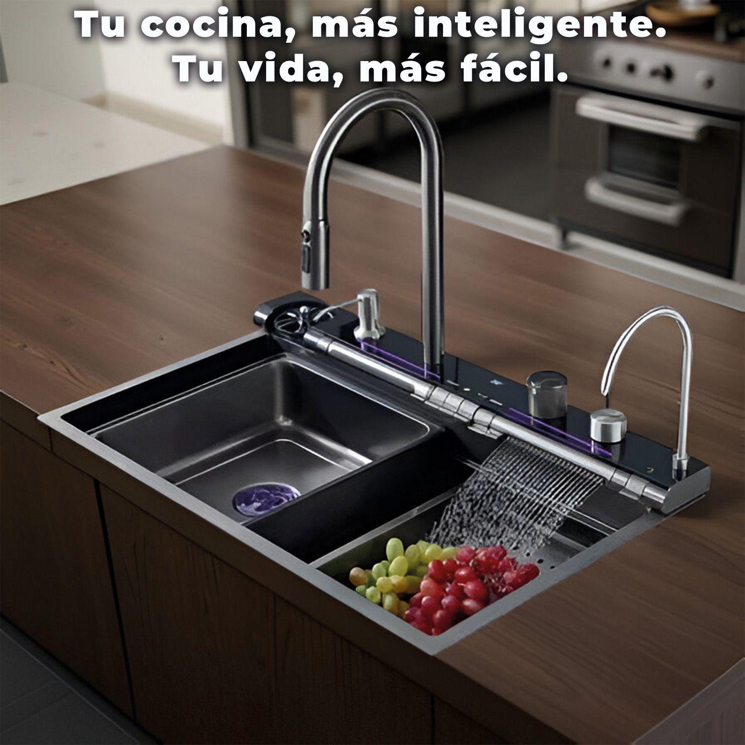 Lavaplatos Cascada Empotrado 76x47x21 Acero Inoxidable-2