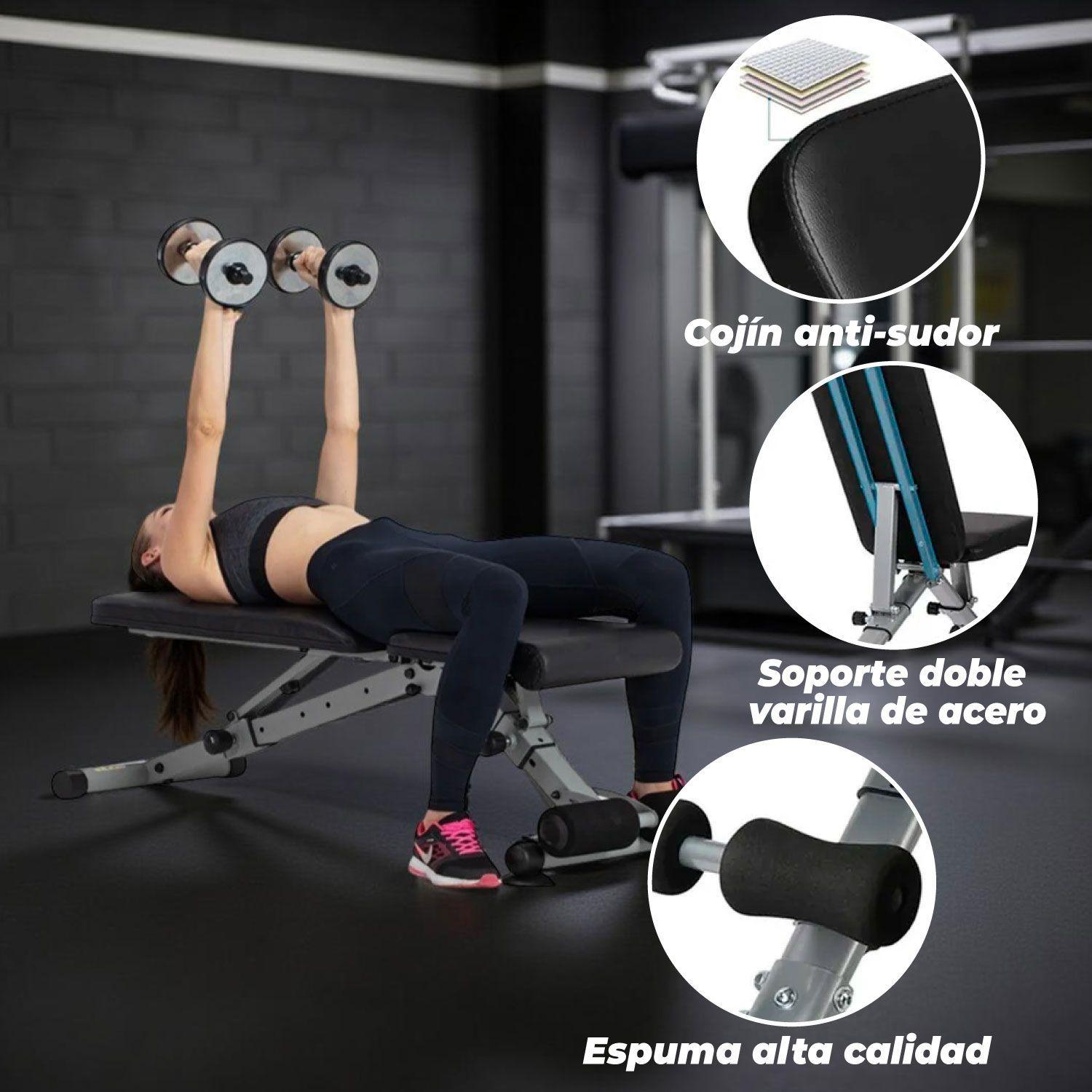 BANCA ABDOMINAL PROFESIONAL MULTIPOSICION, RECLINABLE E INCLINABLE SPORTIME-3