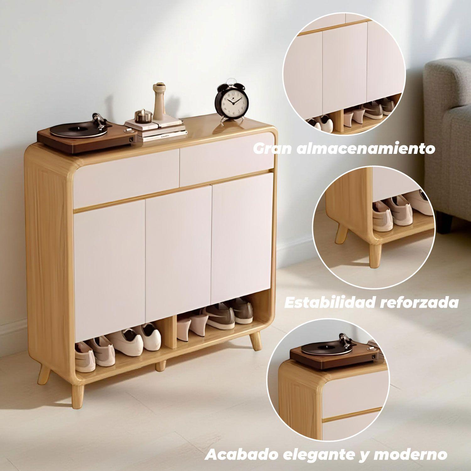 Zapatero Bicolor Puertas y Cajones Organizador Estante 100Cm-2