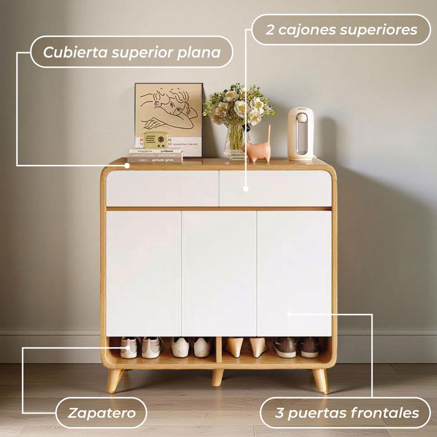Zapatero Bicolor Puertas y Cajones Organizador Estante 100Cm-4