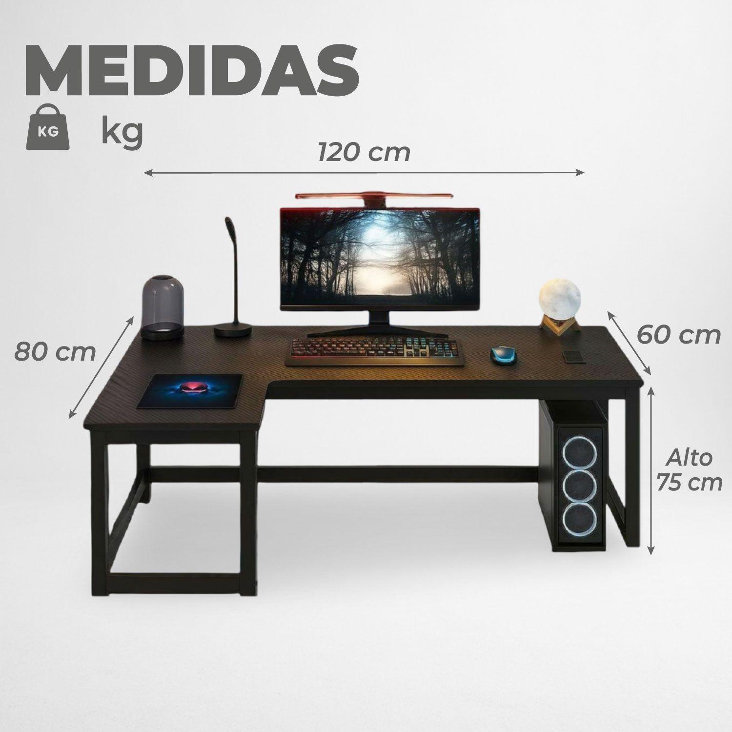 Escritorio Oficina Blacky L Izquierdo 120x80 cm-2