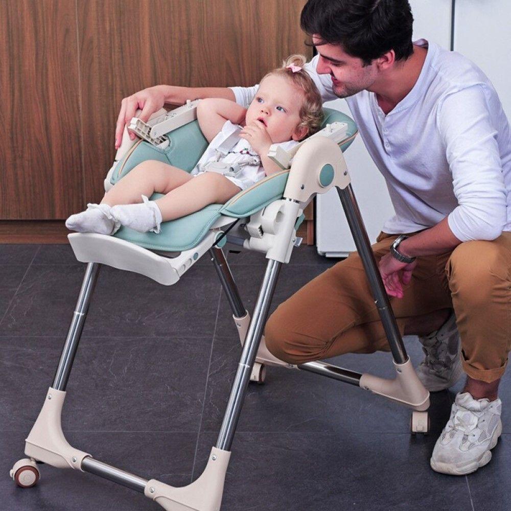 Silla De Comer Para Bebe / Niño Ecocuero altura Ajustable Celeste-4