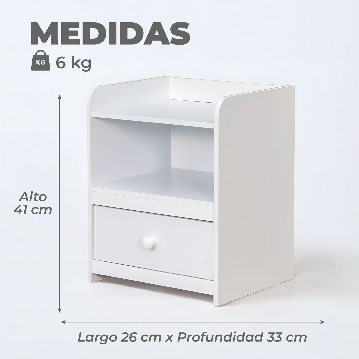 Velador Moderno 2 Niveles 1 Cajon 41x26x33 cm-2