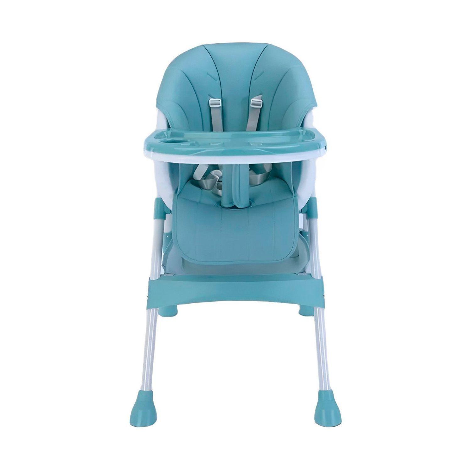 Silla De Comer Bebe Eco Cuero Ajustable Celeste-5