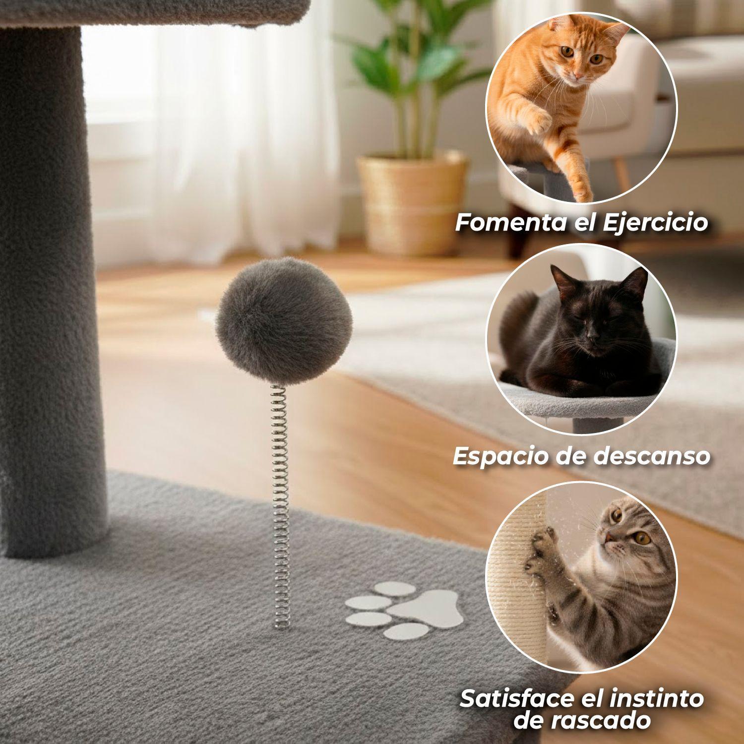 Rascador Para Gato Tipo Torre Grande 3 Niveles 112 cms. + Cuerda-2