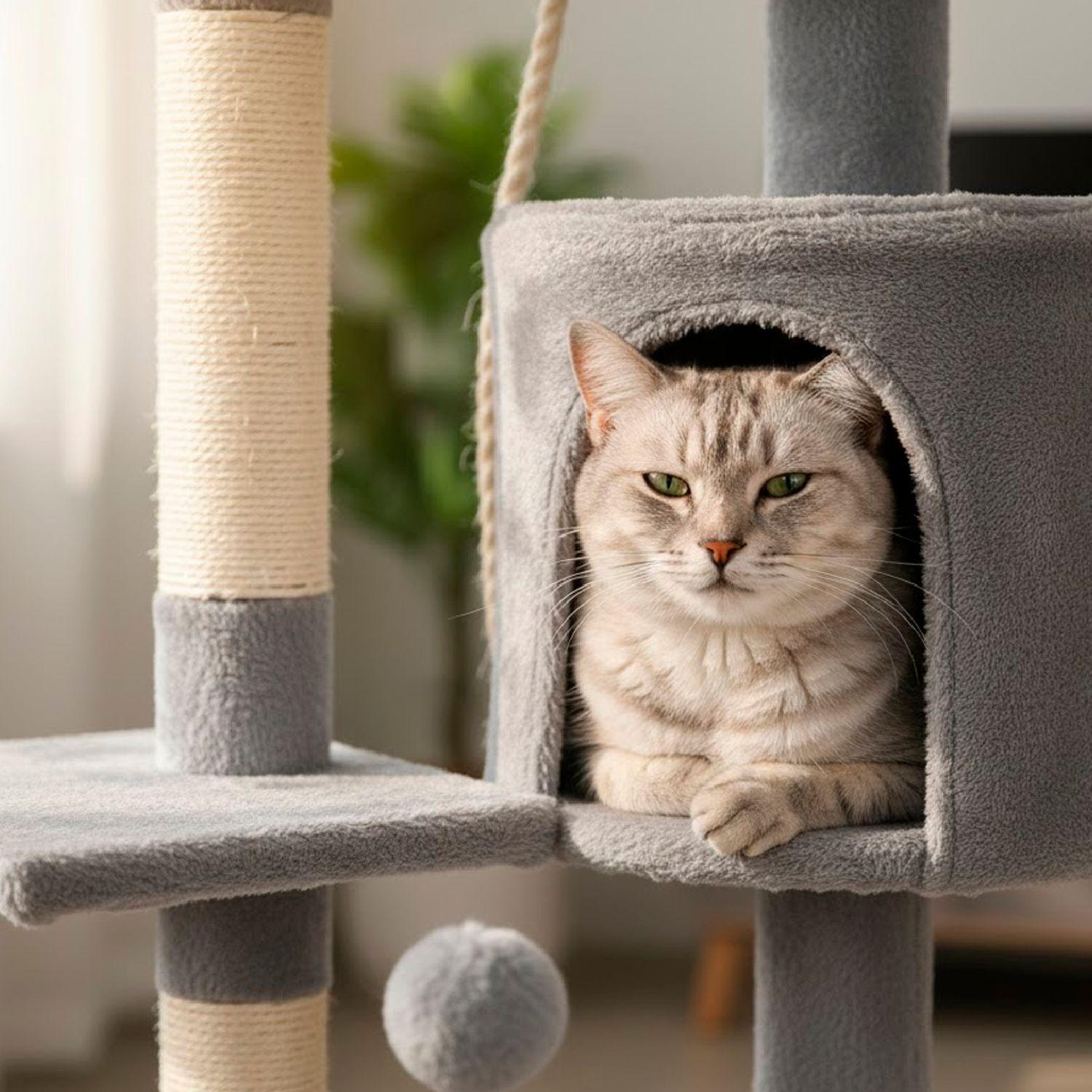 Rascador Para Gato Tipo Torre Grande 3 Niveles 112 cms. + Cuerda-3