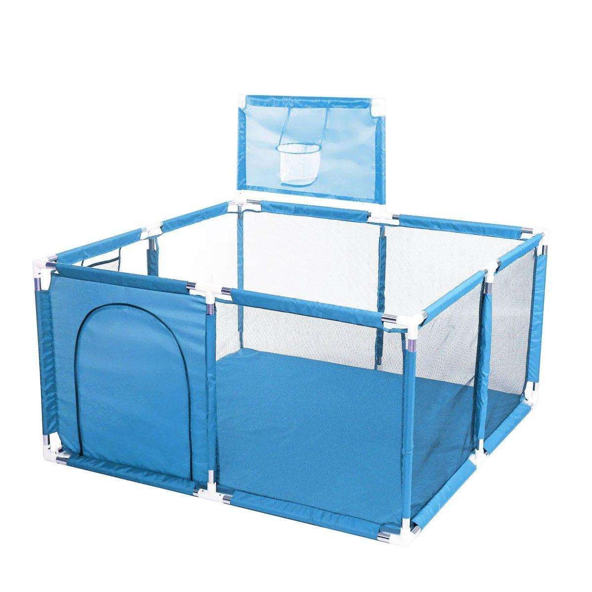 Corral de Seguridad Bebe 126cm Con Aro y Pelotitas Celeste-0
