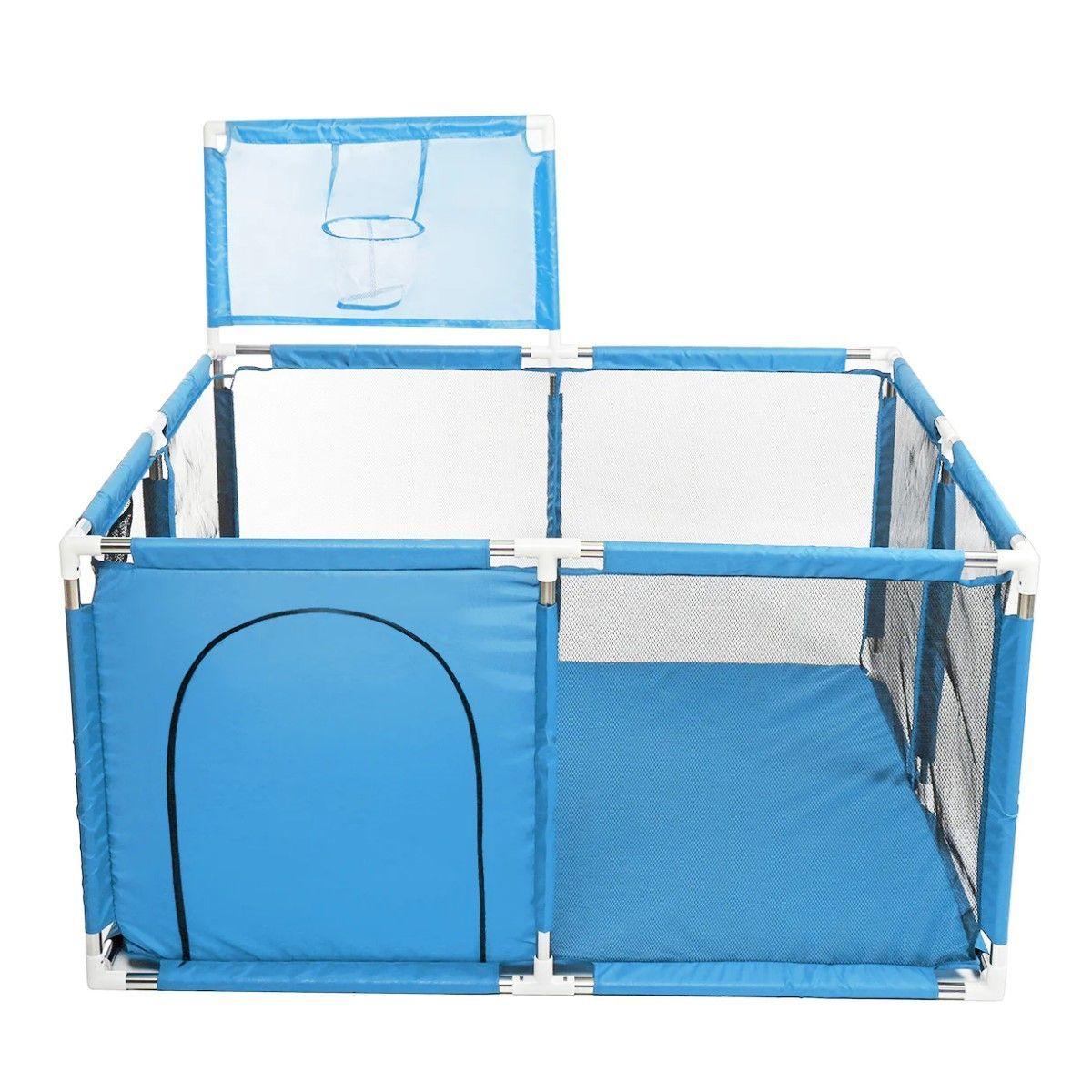 Corral de Seguridad Bebe 126cm Con Aro y Pelotitas Celeste-1