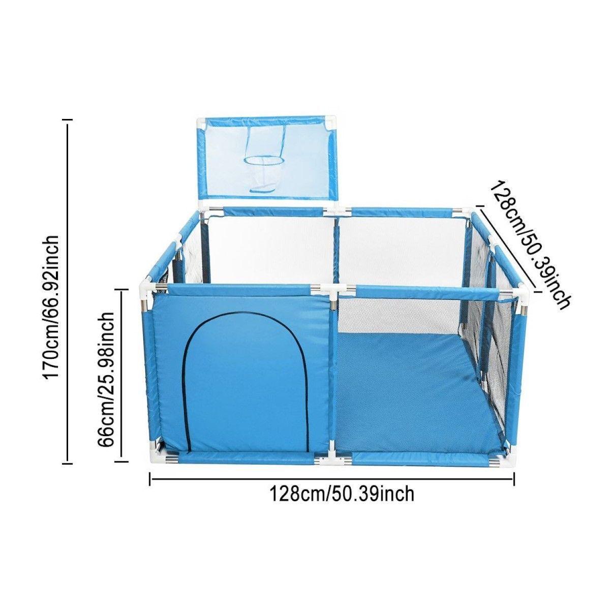 Corral de Seguridad Bebe 126cm Con Aro y Pelotitas Celeste-2