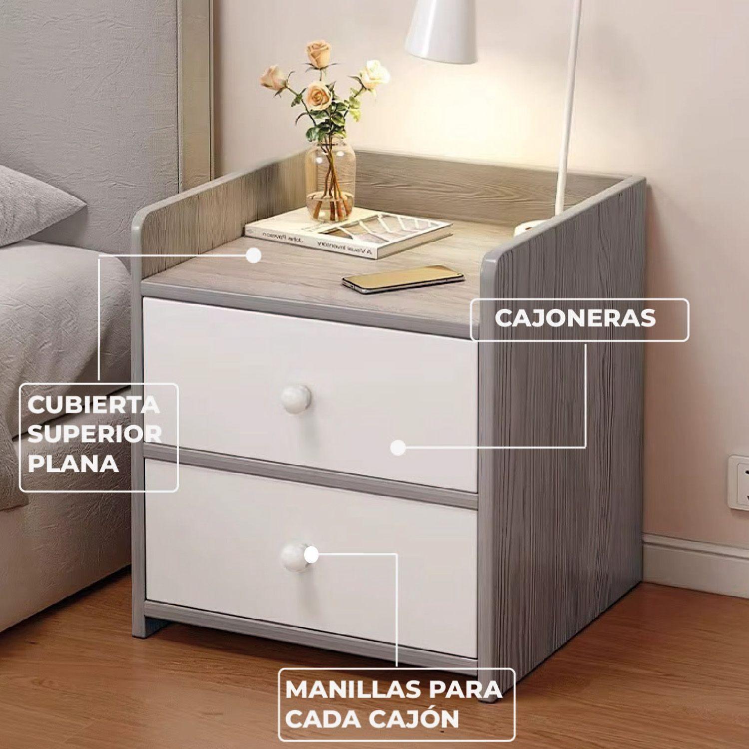 Velador Grey 2 Cajones 41x34x26 Cm-5