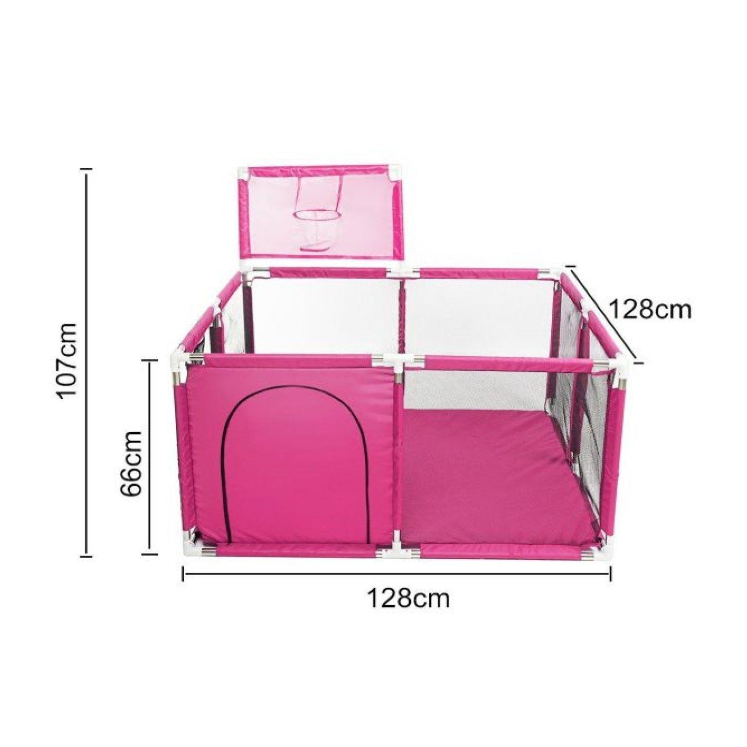 Corral de Seguridad Bebe 126cm Con Aro y Pelotitas Fucsia-3