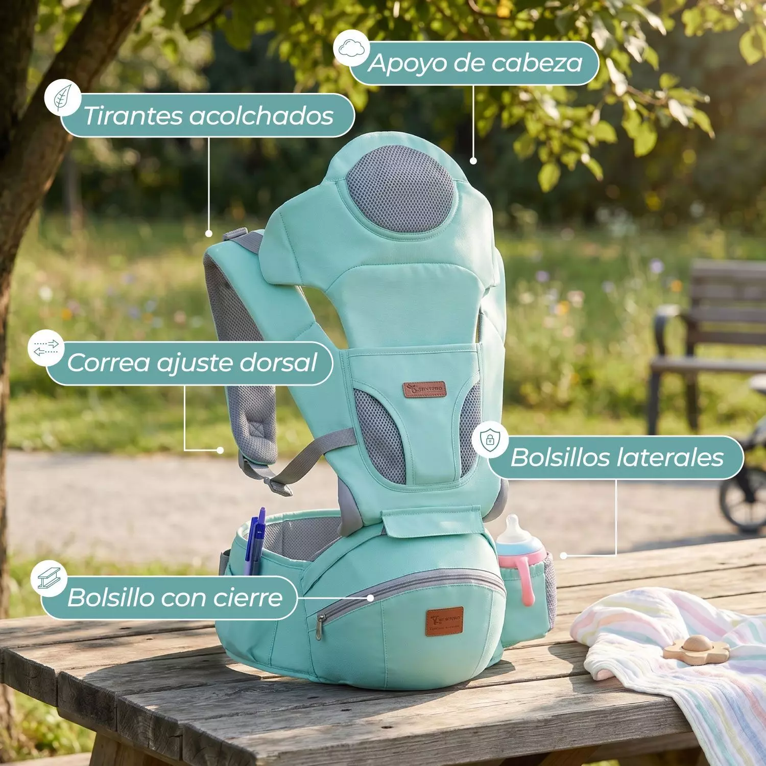 Portabebe Ergonomico con Soporte y Bolso Calipso-5