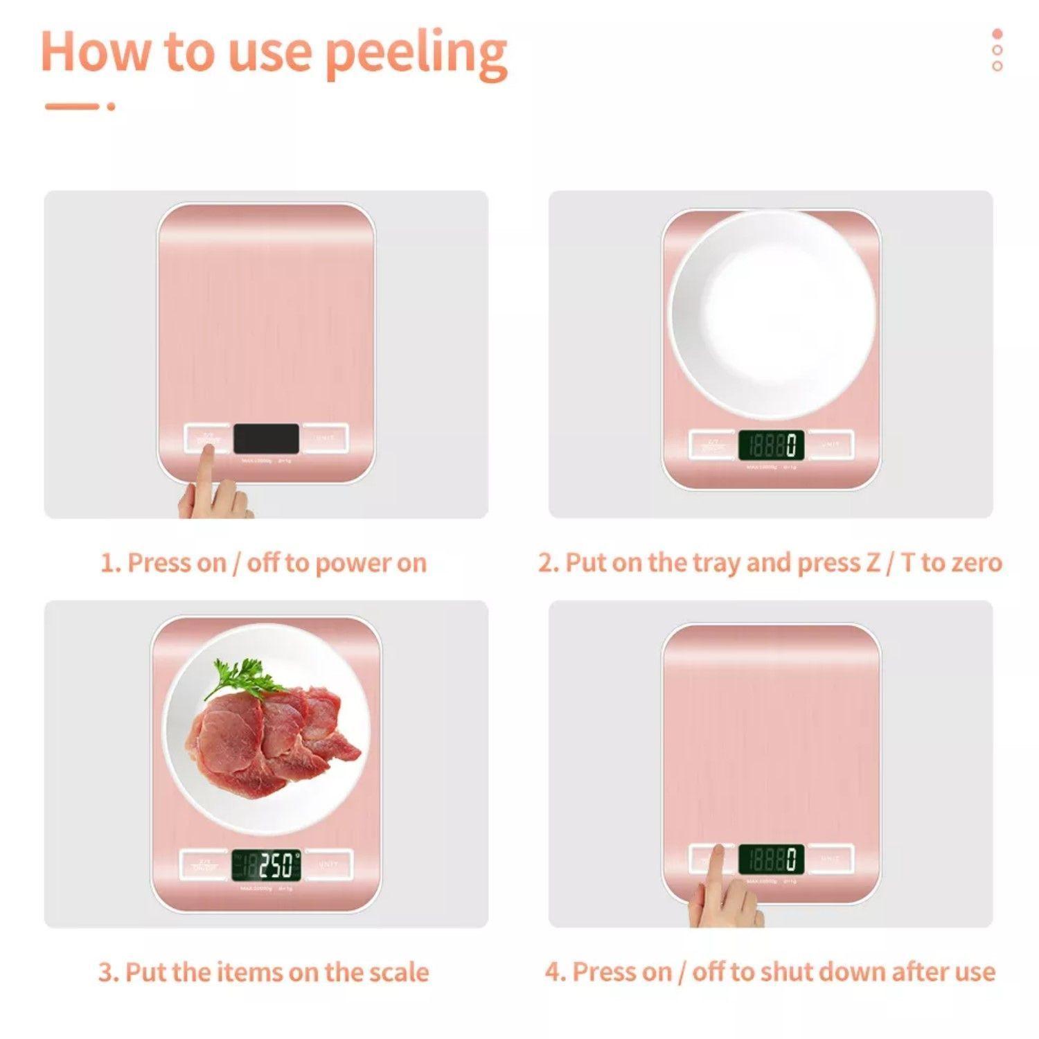 Pesa Balanza de Cocina Digital 5 Kg. Rosado-6
