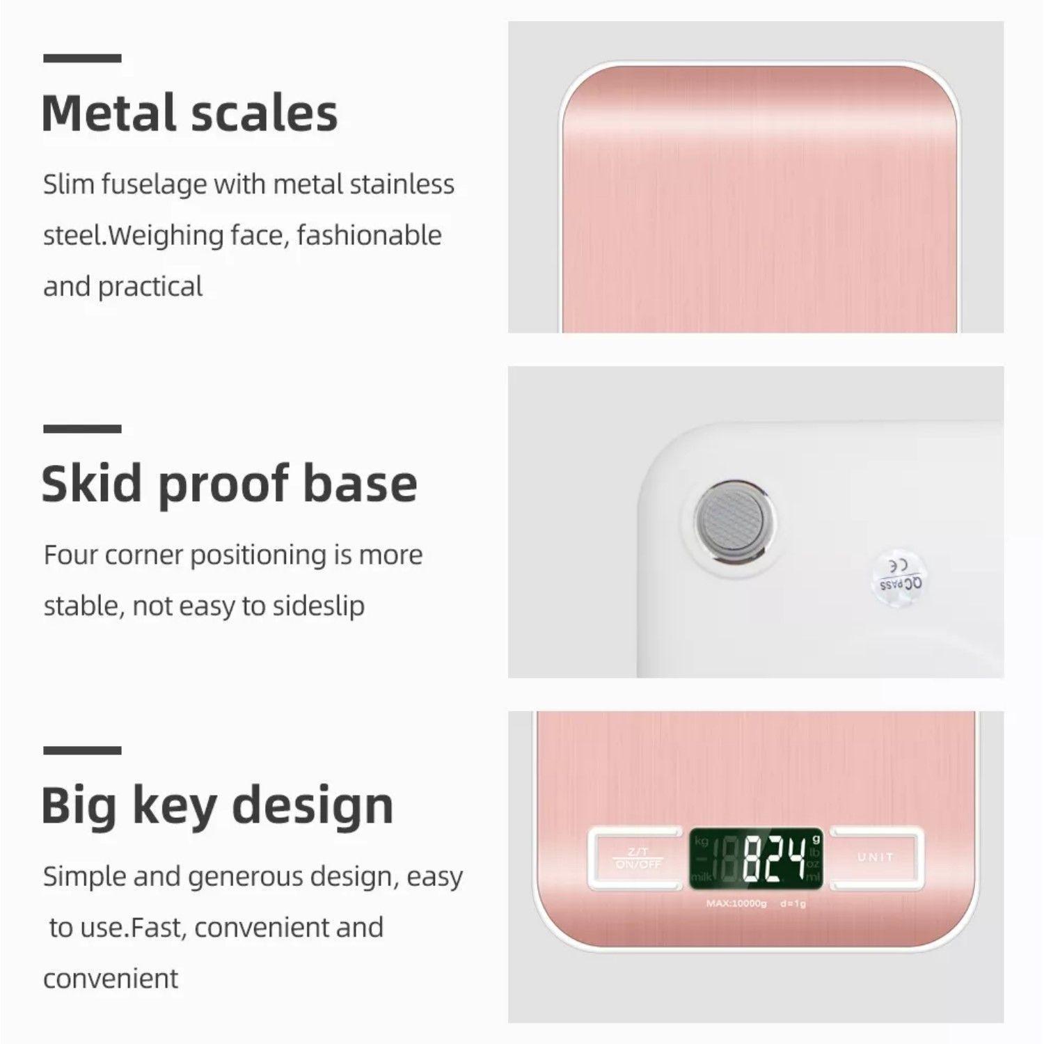 Pesa Balanza de Cocina Digital 5 Kg. Rosado-7