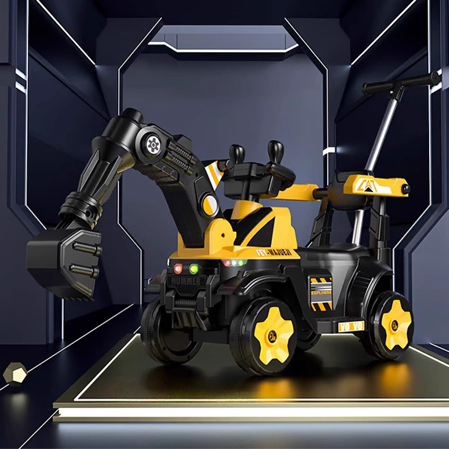 Retroexcavadora Andador Eléctrico Juguete Con Luces Y Sonido-4