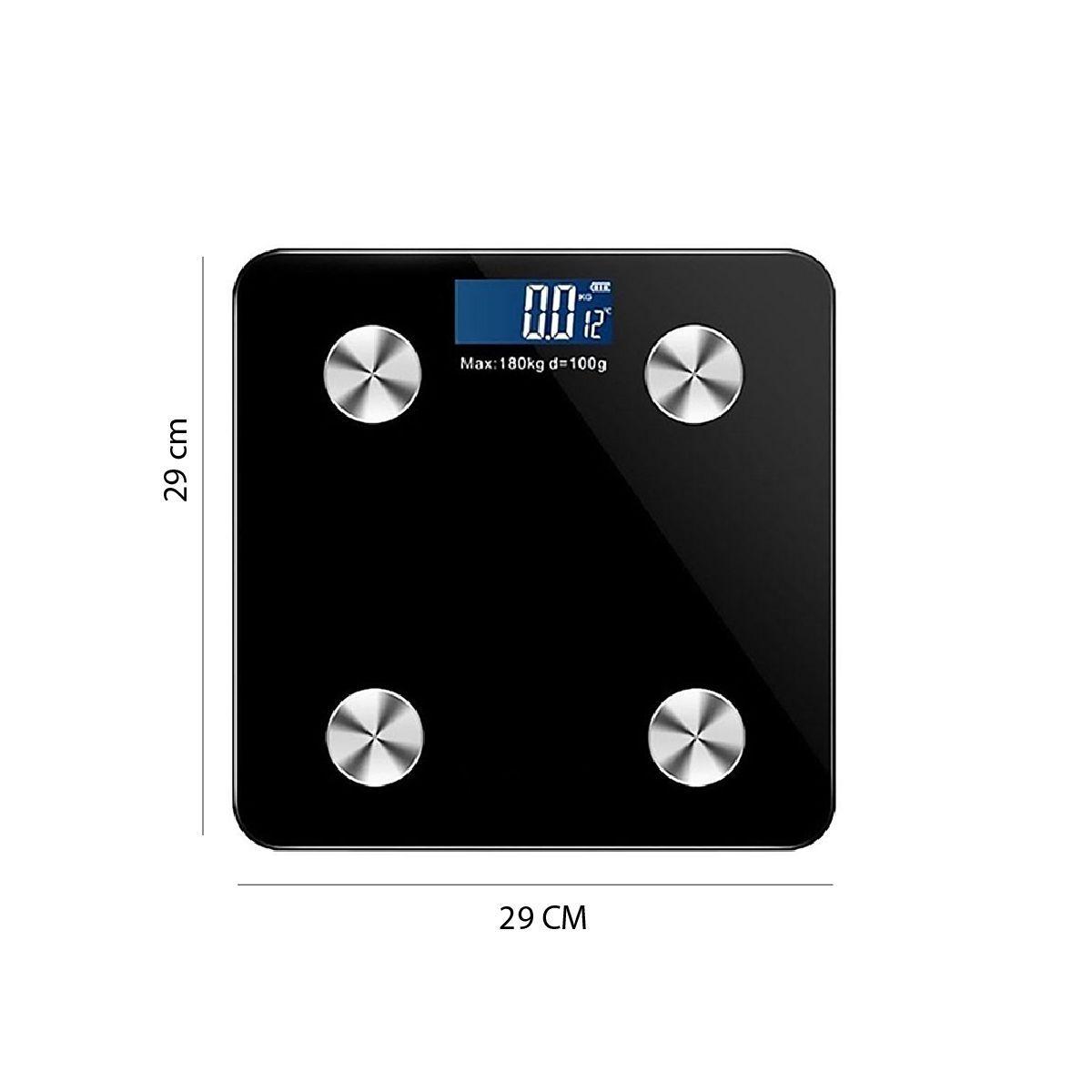 Pesa Balanza Digital Bluetooth Con Medidor IMC Negra-4