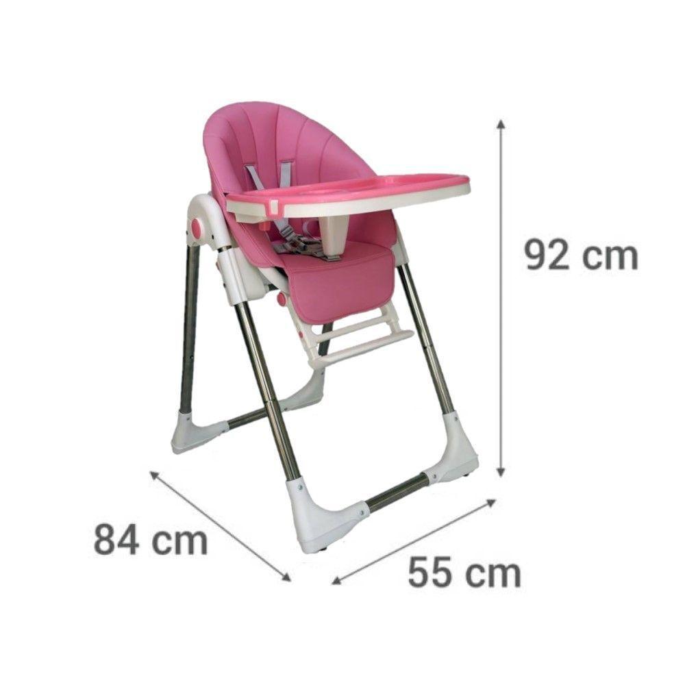 Silla De Comer Para Bebe / Niño Ecocuero altura Ajustable Rosado-5