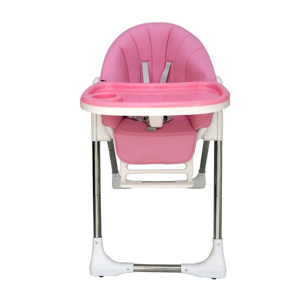 Silla De Comer Para Bebe / Niño Ecocuero altura Ajustable Rosado-3