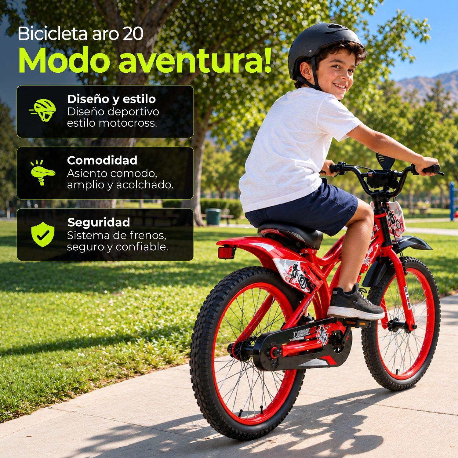 Bicicleta Infantil Aro 20 Motocross Deportiva Roja-3