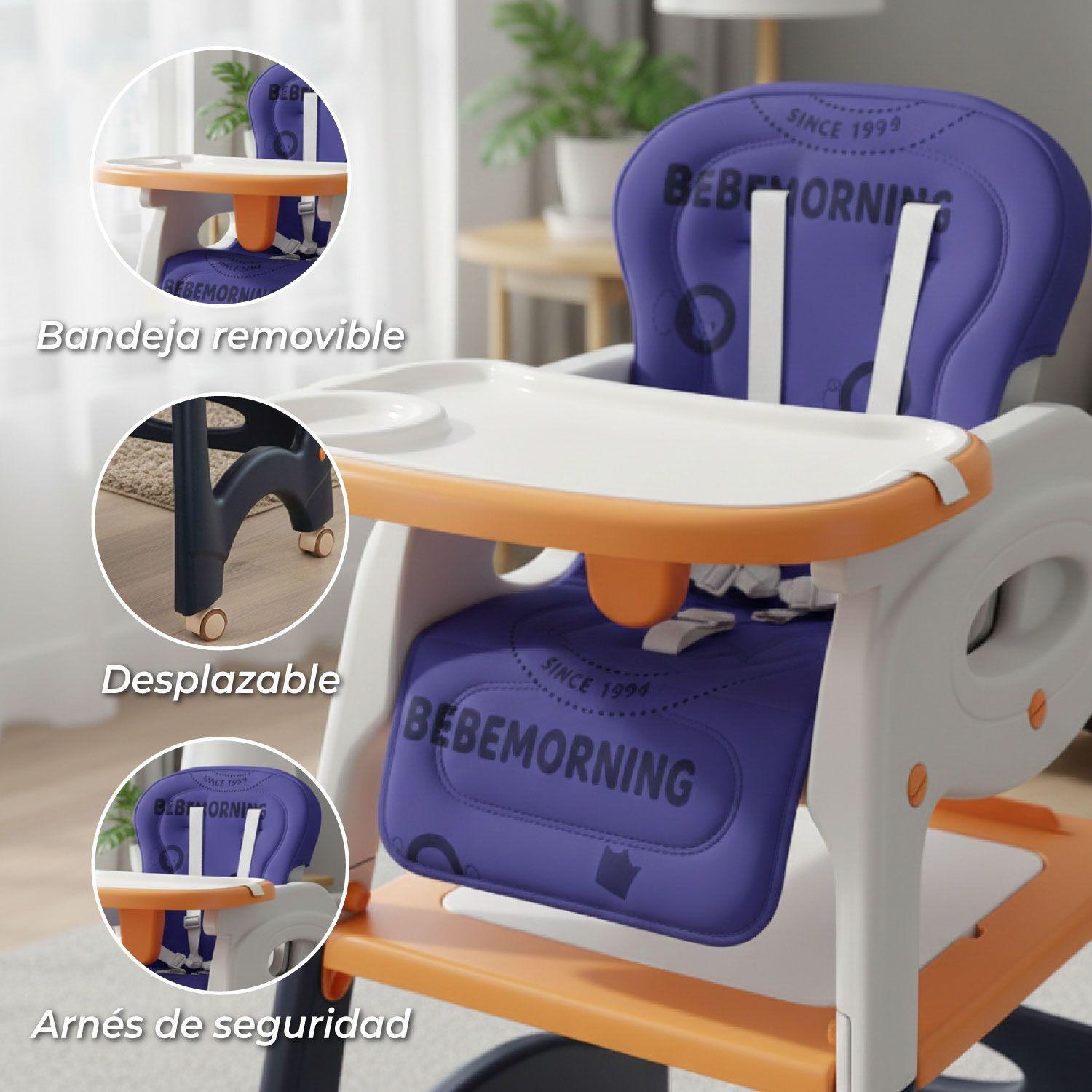 Silla Comer Bebe Safe Baby + Mesa 6 en 1 Con Ruedas -4