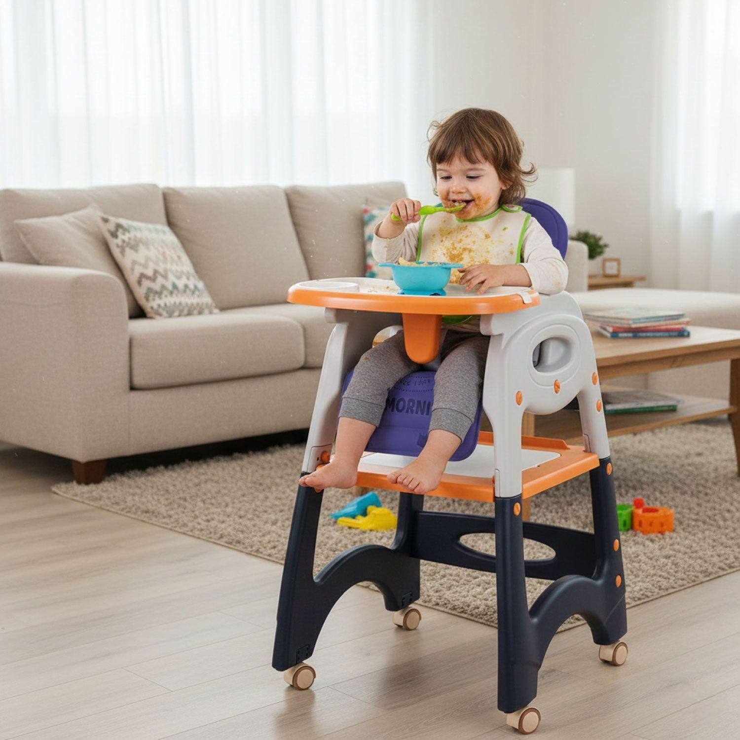 Silla Comer Bebe Safe Baby + Mesa 6 en 1 Con Ruedas -5